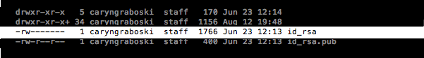 A key that is listed under id_rsa.
